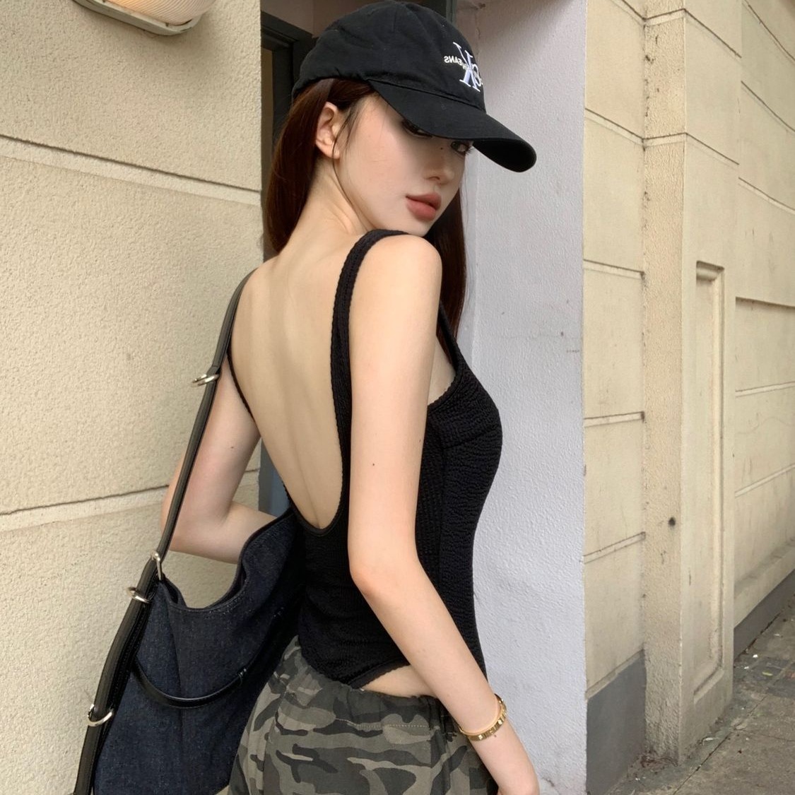 Siyah Strappy Bodysuit Seksi B - Suspender Tank Top incelemesi ve fiyatı